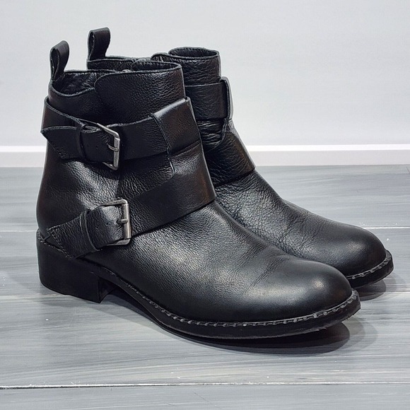 Gentle Souls by Kenneth Cole Best Of Moto Boots Leather Buckle Ankle Sz 10 Black - Picture 2 of 14